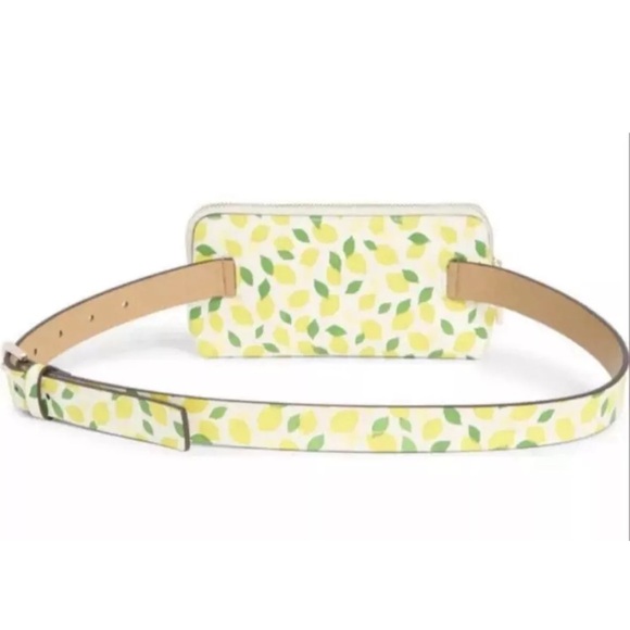 Kate Spade Top Zip Leather Belt Bag Lemons Trendy Large Xlarge XL Chic Luxe Cute - Picture 8 of 10